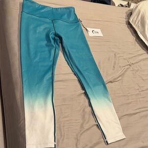 ZYIA Teal Metallic Ombre Leggings